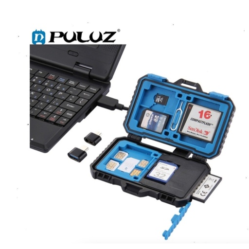 PULUZ PU5004  Waterproof Memory Card Reader 22 in 1 Cards Box Case Holder- Black PU5004