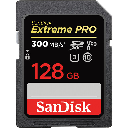 SanDisk 128GB Extreme PRO UHS-II / V90 / U3 / Class 10 / 300mb/s (8k)