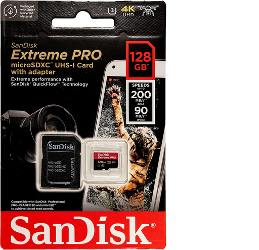 SanDisk 128GB Extreme Pro 200MB/s Micro SD MicroSDXC UHS-I U3 A2 V30 Memory Card