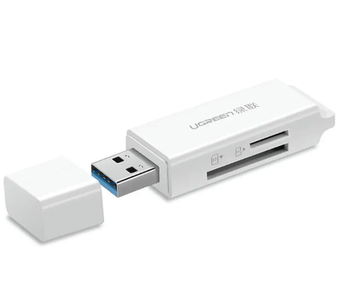 قارئ بطاقات مزدوج USB 3.0 إلى TF + SD (أبيض) من يوجرين 40753