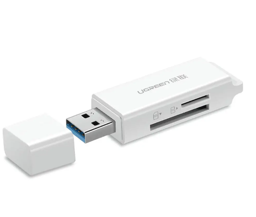 Ugreen 40753 usb 3.0 to TF + SD Dual card reader (white )