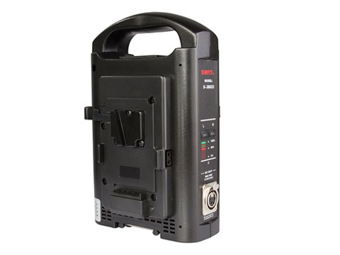 SWIT S-3802S  2-ch V-mount Battery Charger and Adaptor  Sequential charging with 4-pin XLR DC adaptor output; Portable style