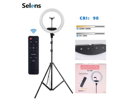 Selens 14 inch LED Ring Light Wireless Color Temperature Adjustable 3200-5600  ring light only AL-360 with light stand
