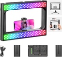 نيور Neewer – حلقة إضاءة سيلفي RGB LED، بألوان كاملة 360°، مزودة بحامل فيديو للهاتف الذكي ومثبت تصوير للجوال (رقم المنتج: 10100582)