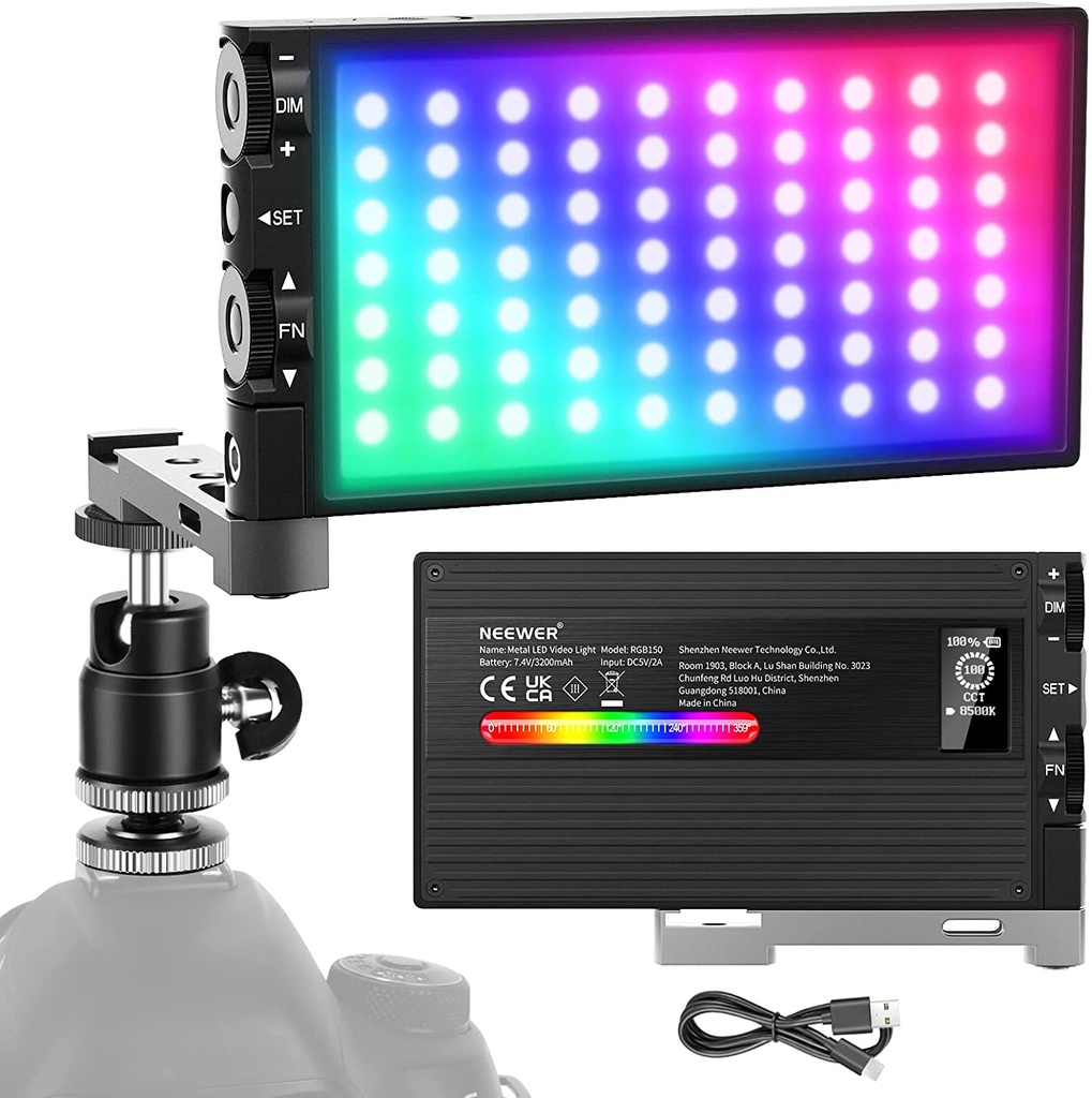 Neewer RGB LED Video Light, 12W RGB150 Full-Color Camera Light with ...