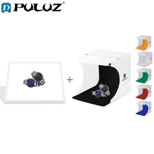 PULUZ PU5137 Mini 22.5 LED Photography Shadowless Bottom Light Lamp Panel Pad +2LED Panels 20*20cm Tent
