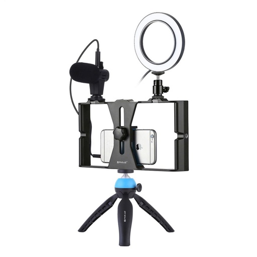 Puluz live Broadcast Photo Studio Rig Stabilizer Holder Vlog Video Ring Light Microphone Kit / PKT3025