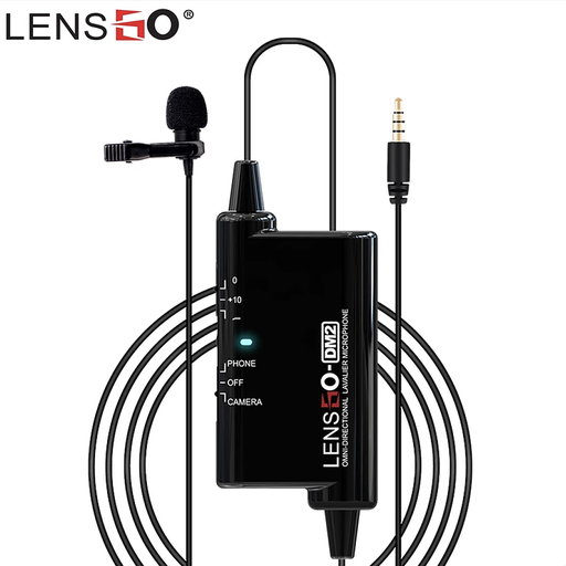 LENSGO DM2 Professional Lavalier Mic SLR 120 Hours Battery Life Camera Phone Recording Live Interview VLOG Wired Recording Studio Lapel Microphone(LYM-DM2)
