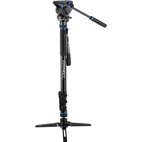 Mt Benro #3 MCT38AFS4 Monopod with Flip Locks, 3-Leg Base, and S4 Video Head ُTripod Benro Connect S4 Video Monopod Kit  