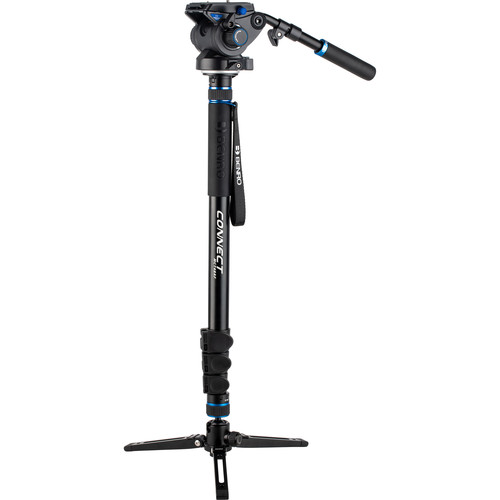 Benro #4 MCT48AFS6 Monopod with Flip Locks, 3-Leg Base, and S6 Video Head tripod Benro Connect S6 Video Monopod Kit 