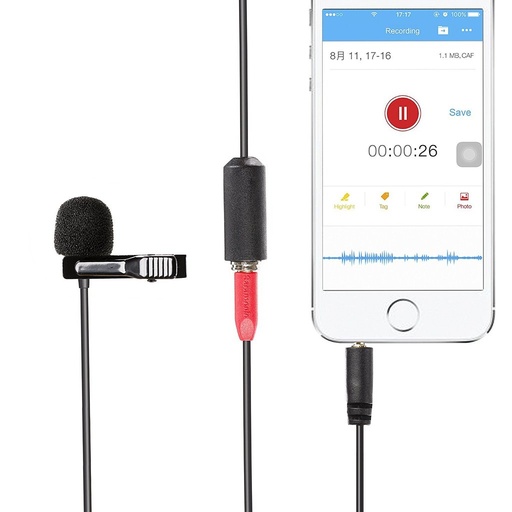 Saramonic SR-LMX1 Lavalier Smartphone Microphone (Lapel Clip, Foam, Furry Windscreens)