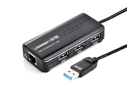 UGREEN 20265 3 Ports USB 3.0 Hub with USB 3.0 Gigabit Ethernet Network