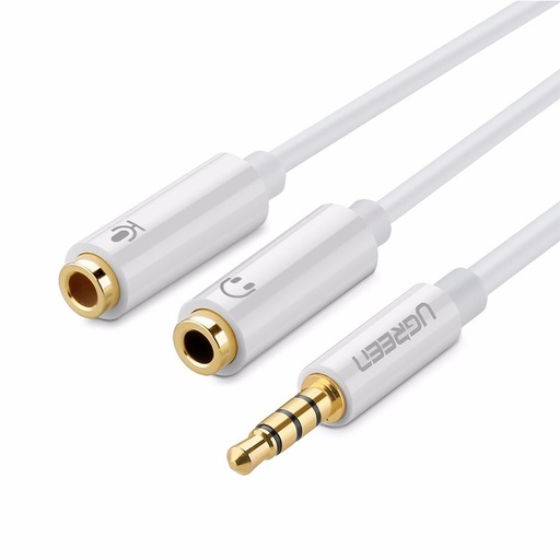 Ugreen 3.5mm male to 2 female Audio Cable ABS Case White Model : 10789 / AV141