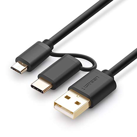Ugreen Model:30174 Micro-USB to USB Cable with USB-C Adapter 1M
