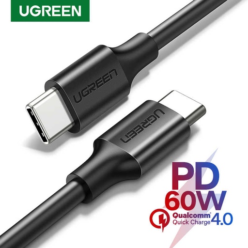 Ugreen Model:50123 USB-C 2.0 to USB-C 2.0(90) 3A Data Cable 1M
