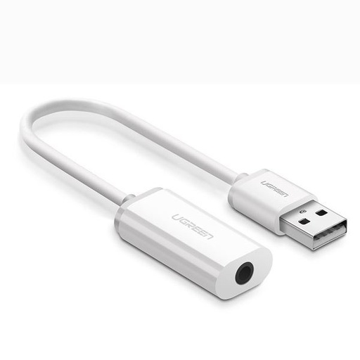 كابل USB A Male الى 3.5mm Aux CABLE باللون الابيض / UGREEN 30712”US206