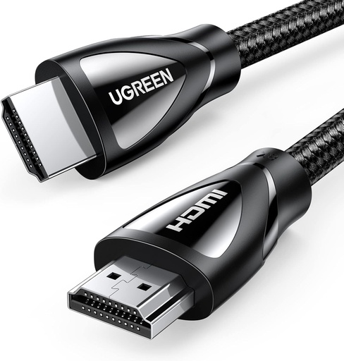 UGREEN 80403 - كابل HDMI 8K 2.1، سرعة فائقة 48 جيجابت في الثانية، كابل HDMI مضفر .يدعم 8K عند 60 هرتز، 4K عند 240 هرتز، HDR10 . الطول: 2 متر