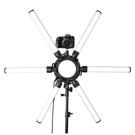 Rundour 120w led photography video light with 6 tube eyes star studio photo ring lights lamp