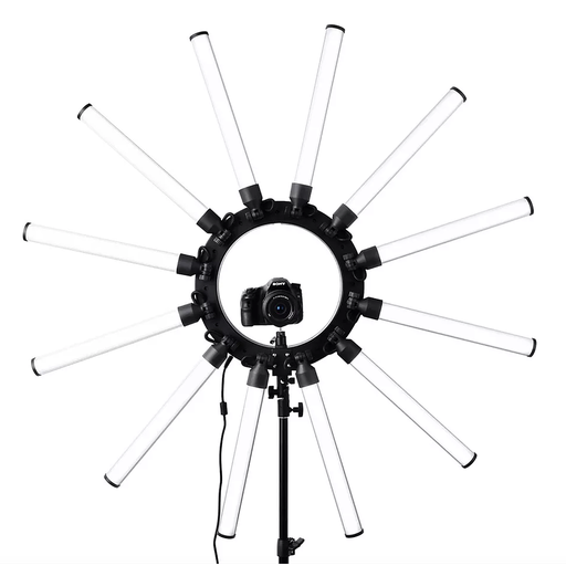 Rundour 180w led photography video light with 12 tube eyes star studio photo ring lights lamp