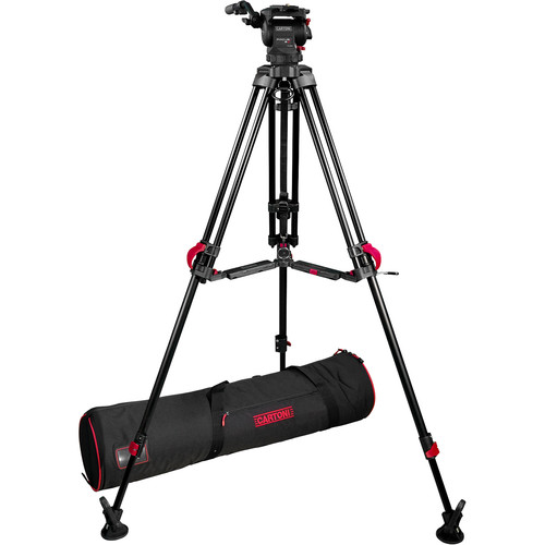 Cartoni Focus 8 Fluid Head with Red Lock Tripod System