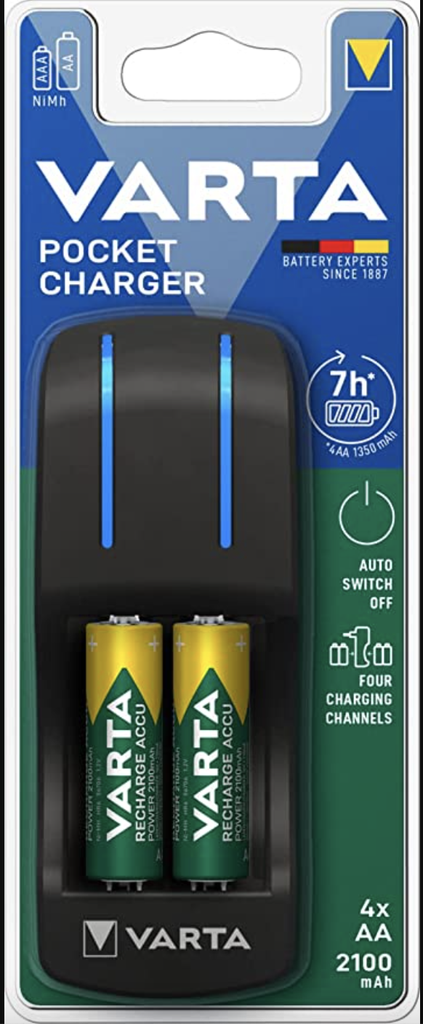 Varta AA 4 Rechargeable Battery 2600mAh with Charger MADE IN GERMANY Millennium Technology