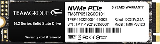 TEAMGROUP MP33 512GB SLC Cache 3D NAND TLC NVMe 1.3 PCIe Gen3x4 M.2 2280 Internal Solid State Drive SSD (Read/Write Speed up to 1,700/1,400 MB/s)