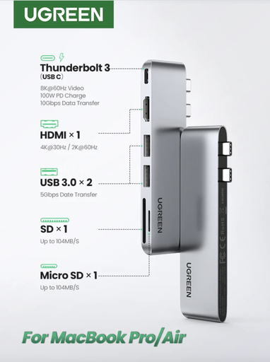 Ugreen 80856 6-in-2 USB C Hub for MacBook Pro