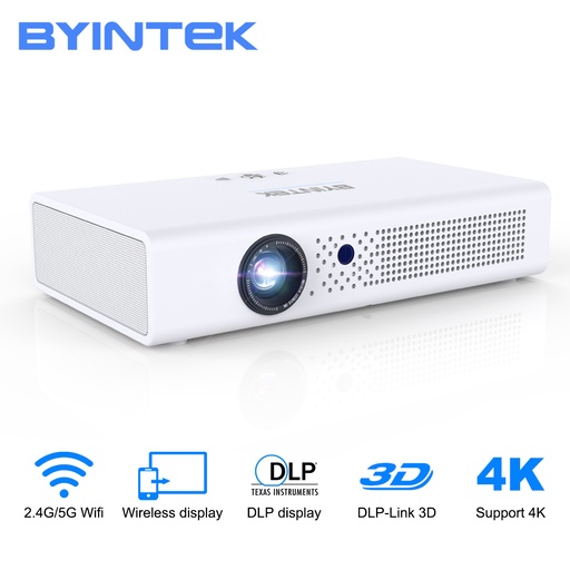 BYINTEK R19 3D 4K 300inch Cinema Full HD 1080P 4K Smart Wifi Android LED DLP Home Theater Portable Mini Projector
