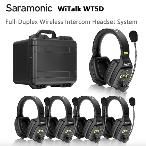 Saramonic WiTalk WT5D Full-Duplex Wireless Intercom System with Five Headsets