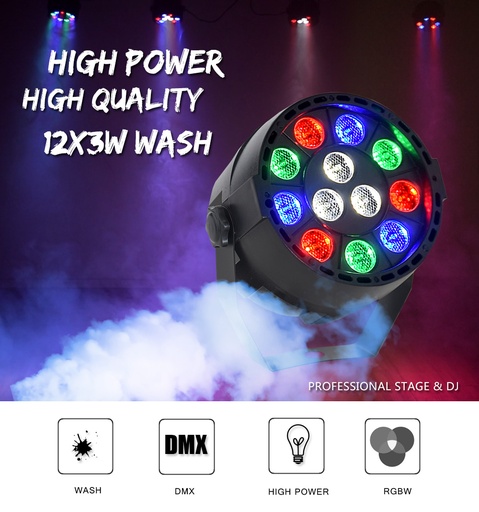 Strobe Light 12X3W Lyre Wash DMX Stage Light 36W RGBW Mini Par Led Lighting For Club Dj Show Home Party Disco Lamp