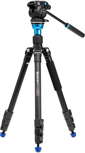 Benro Aero 2 PRO Aluminum Travel Video Tripod, Converts to Monopod, Flip Leg Locks, Leveling Column and S2PRO Video Head (A1883FS2PRO)