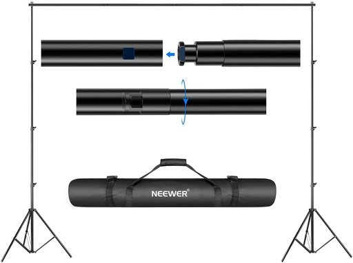 Neewer Background chroma Stand Support System 2.6M x 3M/8.5ft x 10ft Kit with Carrying Case for Muslins Backdrops,Paper and Canvas (10085944)