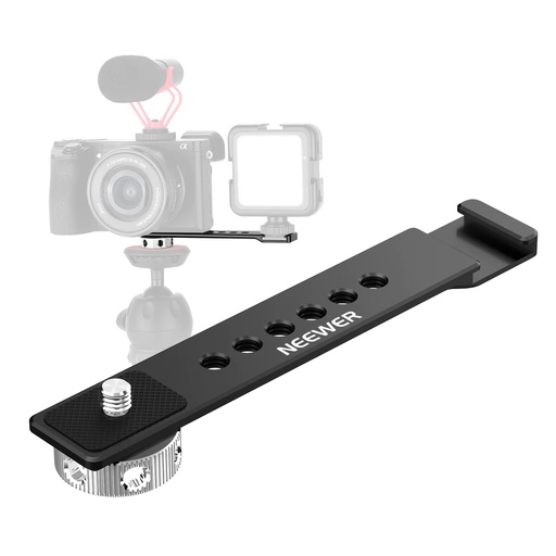 NEEWER Cold Shoe Bracket Extension Bar, Hot Shoe Extension, Microphone Mount with 1/4” Tripod Screws Compatible with Sony Mirrorless Camera ZV-1 ZV-E10 A7C A6400 A6600 Smooth 4\5 OM4 OM5 (ST25) (10100356)