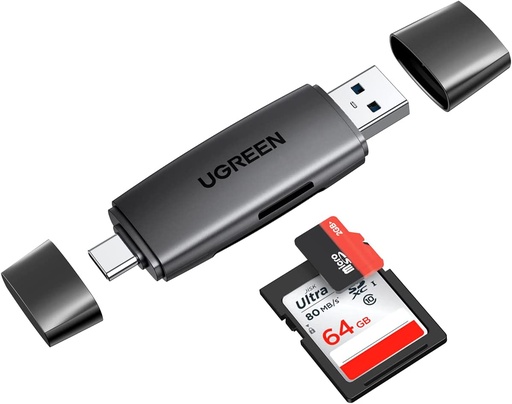 قارئ بطاقة متعدد الوظائف USB A+USB C يو جرين \ UGREEN 80191”CM304