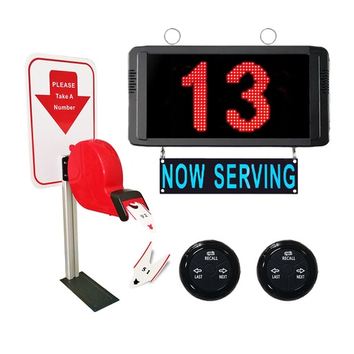 Wireless Queue Calling System Take A Number System Number Call System with Ticket Dispenser English or Spanish Voice Broadcast