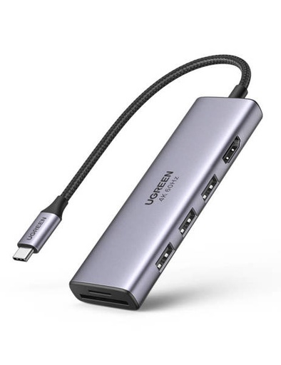 محول من USB-C Hub الى 3x USB3.0+HDMI+TF+SD (سكني) / UGREEN CM511