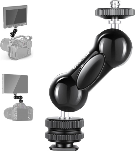 Neewer Cool Ballhead Multi-Function Double Ball Head with Cold Shoe Mount and 1/4" Screw for DSLR Cameras, Camcorders, Camera Cage, Monitor, LED Light, Load up to 2.2lb/1kg — ST13