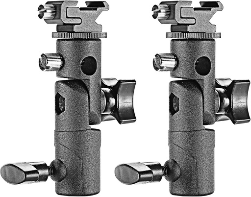 Neewer Professional Universal E Type Camera Flash Speedlite Mount Swivel Light Stand Bracket with Umbrella Holder for Canon Nikon Pentax Olympus and Other Flashes, Studio Light, LED Light(2 Pack)