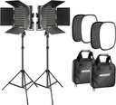 Neewer 2 Pieces Bi-color 660 LED Video Light with Stand and Softbox Kit: (2)3200-5600K CRI96+ Dimmable Light with U Bracket and Barndoor (2)Light Stand (2)Softbox for Studio Photography Video Shooting