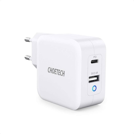 Choetech Dual Type-c PD40W wall Charger white PD8002