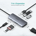 Choetech 7 in 1 USB-C to HDMI Multiport Adapter HUB-M19 Gray