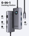 ORICO USB C Docking Station, 6 in 1 USB C to USB Adapter