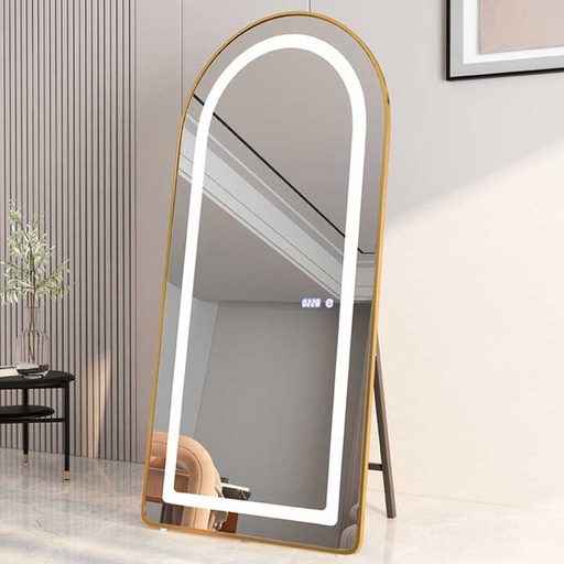 arched shape smart anti-fog mirror freestanding hairdressing full length floor mirror with led light