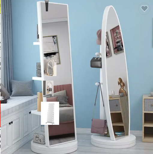 Arched Wood clothes rack mirror free removable full body dresser mirror with rolling wheels 165cm*30cm
