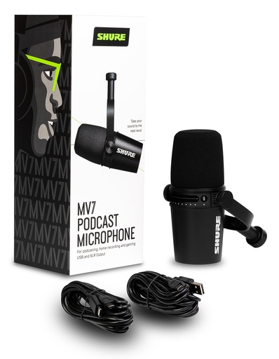Shure MV7-K Podcast Microphone (Black)