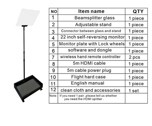 Simar 22/24 Inch Tempered Glass Teleprompter M-HY22/24