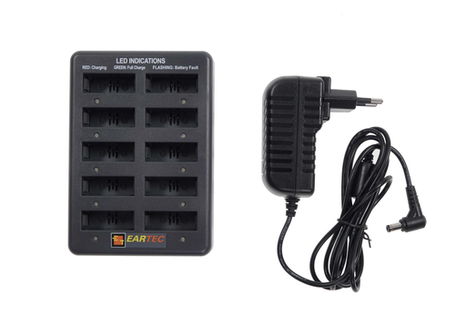 Eartec CHLX10E 10 Port Battery Charger, suitable for Eartec batteries, incl. 12V /1.5A power supply